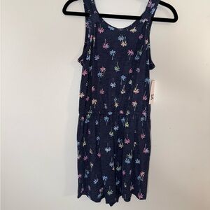 SO Kids Palm Tree Print Romper - Navy